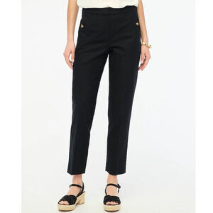 J Crew Linen Cotton Elastic Back Sailor Hook Eye Pants US Women's 14 Plus New